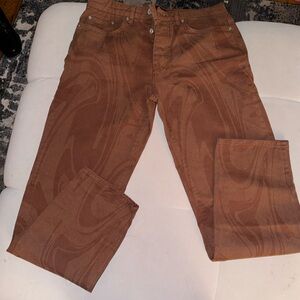 RELAXED FIT RIGID SWIRL PRINT JEANS